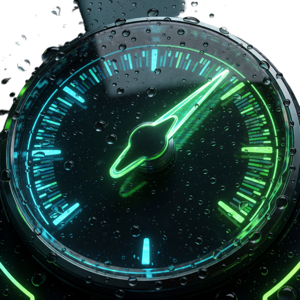 Limbo Original - futuristischer Multiplikator-Zeiger mit gr&uuml;nem Glow auf Glas